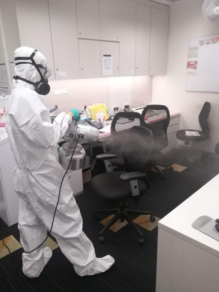 Office fogging using electrostatic sprayer